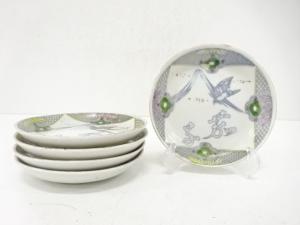 古伊万里　印判手　一富士二鷹三茄子　小皿　5客揃